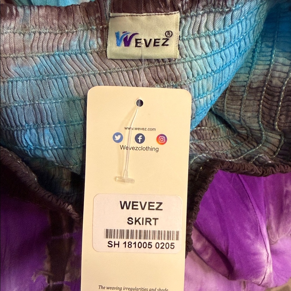 Wevez Rayon Tie Dye Long Skirt in Turquoise~Vibrant Purple~Brown~OS Regular~NWT - Picture 14 of 16